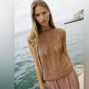 NWT ZARA Ribbon Knit Top Size: L